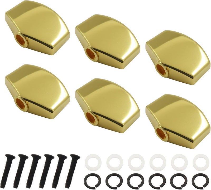 BokWin 6-Pack Metal Big Square Shape Guitar Tuning Pegs Machine Head Replacement Buttons Knob Handle Tip for Folk, Electric Guitar(Glod) - Image 5